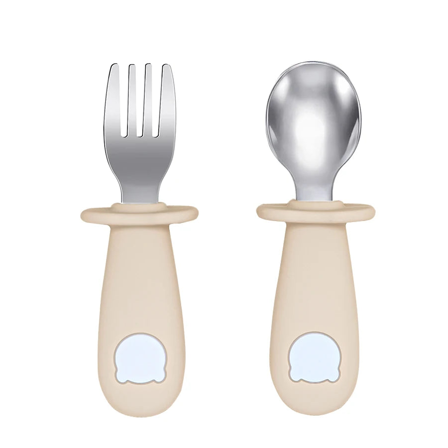 Silicone Handle Spoon & Fork Set