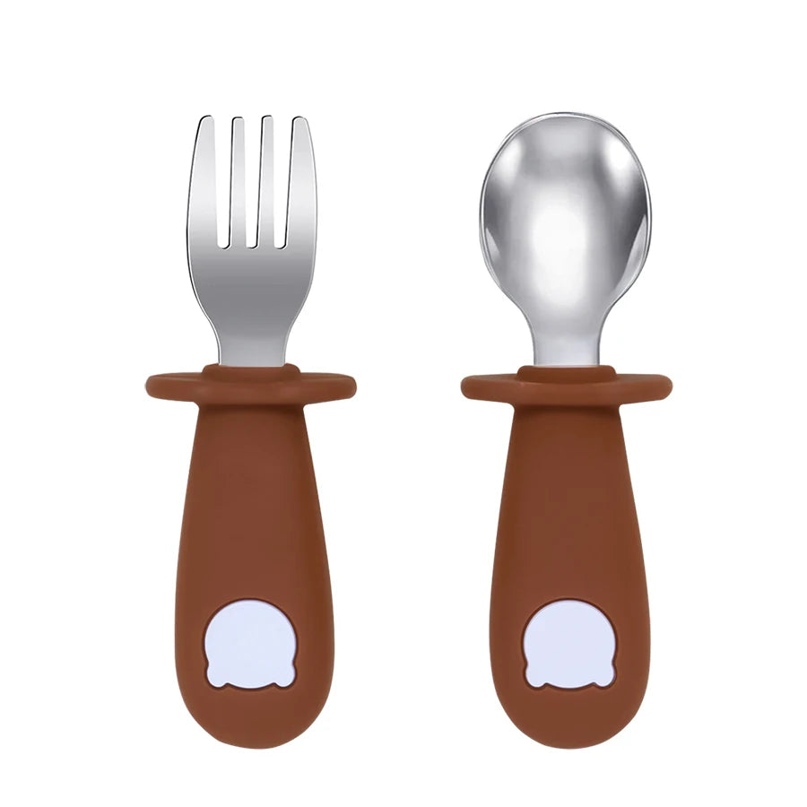Silicone Handle Spoon & Fork Set