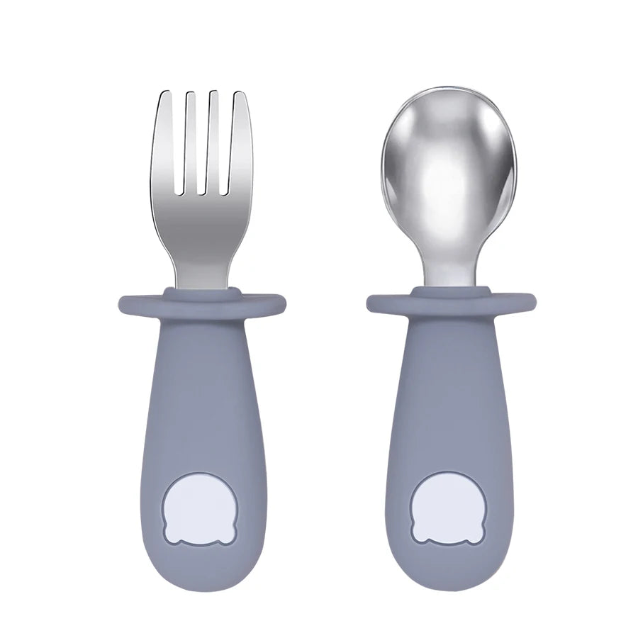 Silicone Handle Spoon & Fork Set