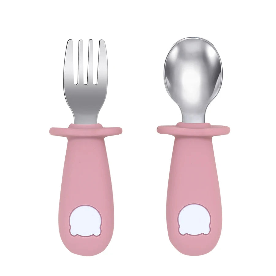 Silicone Handle Spoon & Fork Set