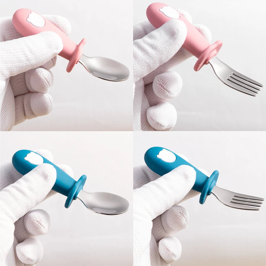 Silicone Handle Spoon & Fork Set