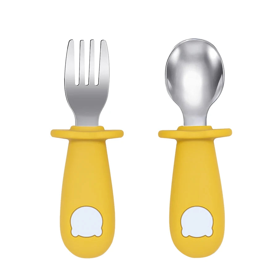 Silicone Handle Spoon & Fork Set