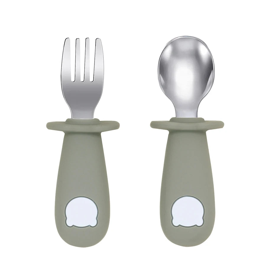 Silicone Handle Spoon & Fork Set