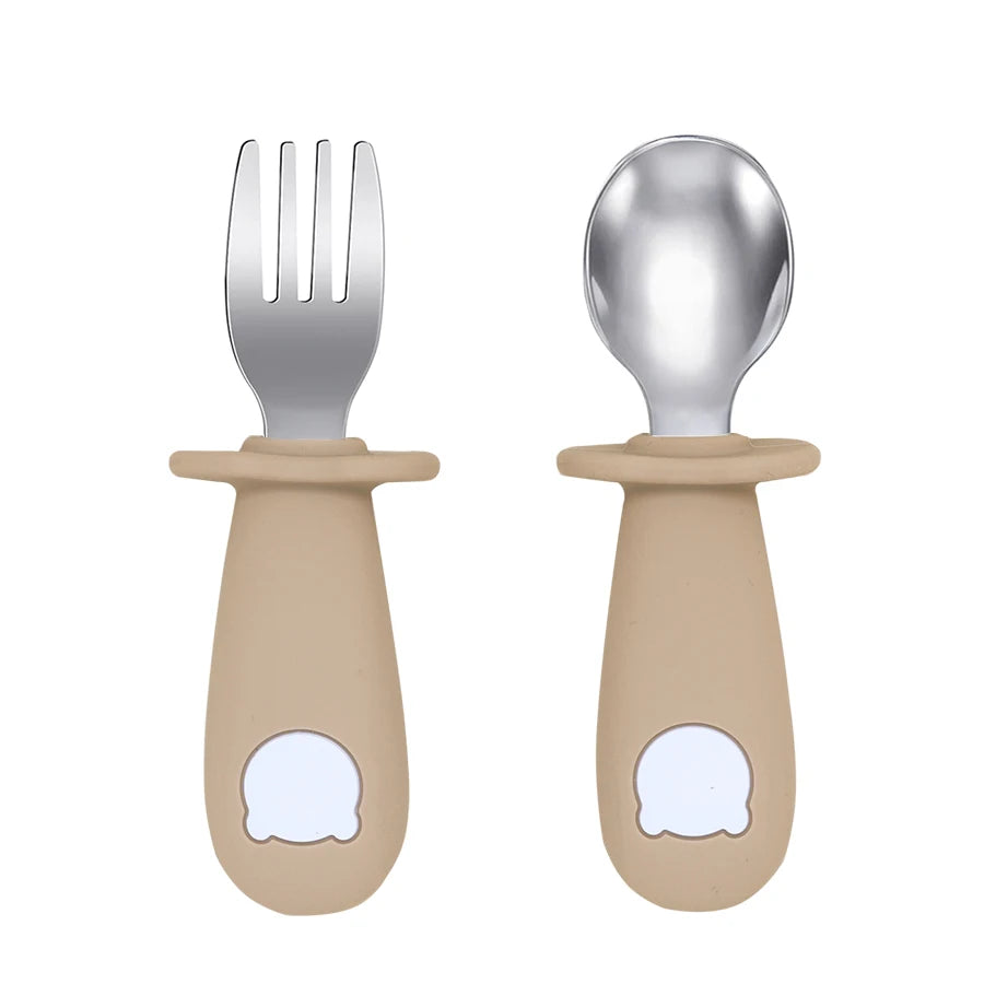 Silicone Handle Spoon & Fork Set