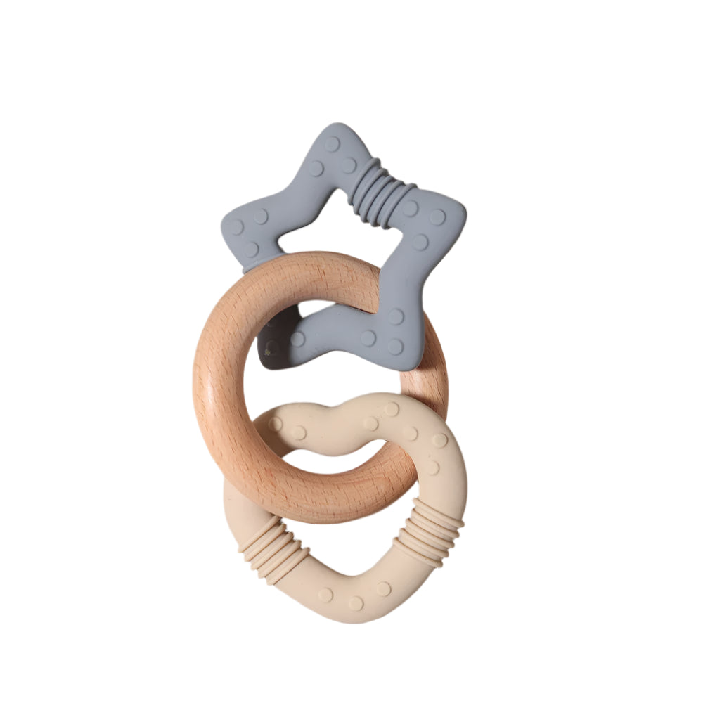 Silicone star and heart teether