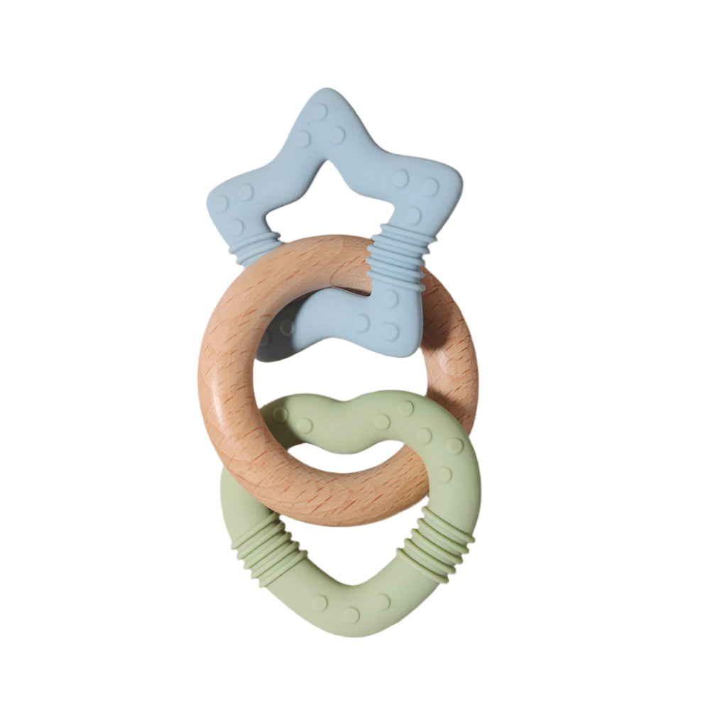 Silicone star and heart teether