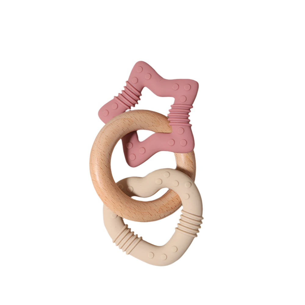 Silicone star and heart teether