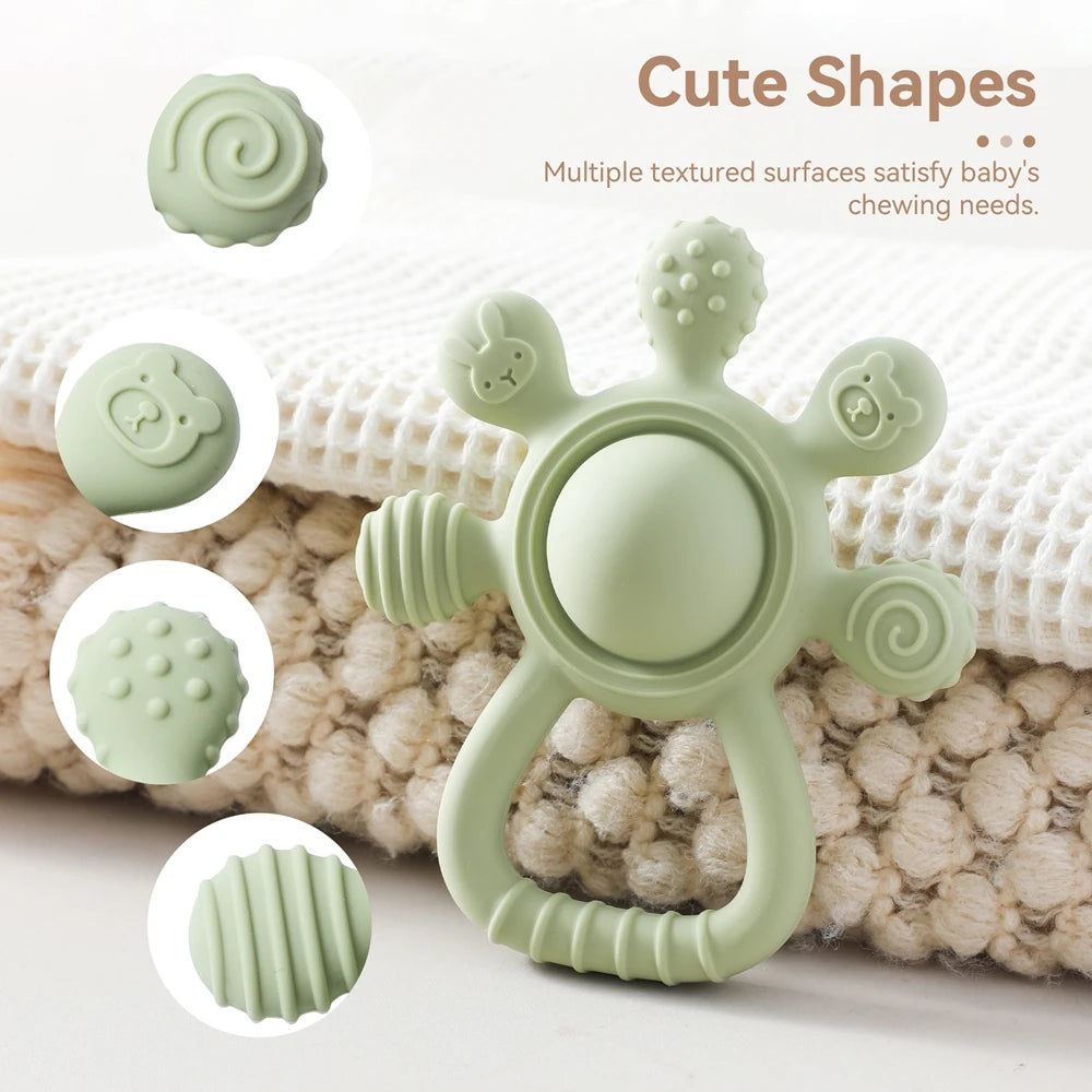 Silicone Teething Rattle Sensory Toy