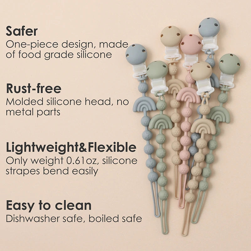 1pcs Rainbow Silicone Dummy Chain Clip