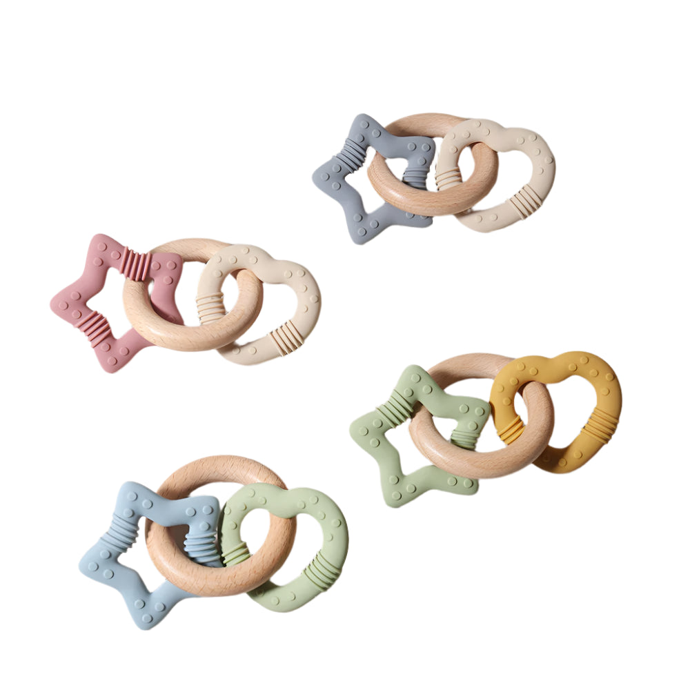 Silicone star and heart teether