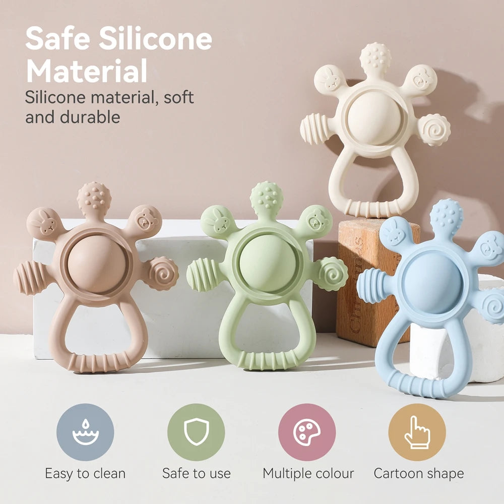 Silicone Teething Rattle Sensory Toy