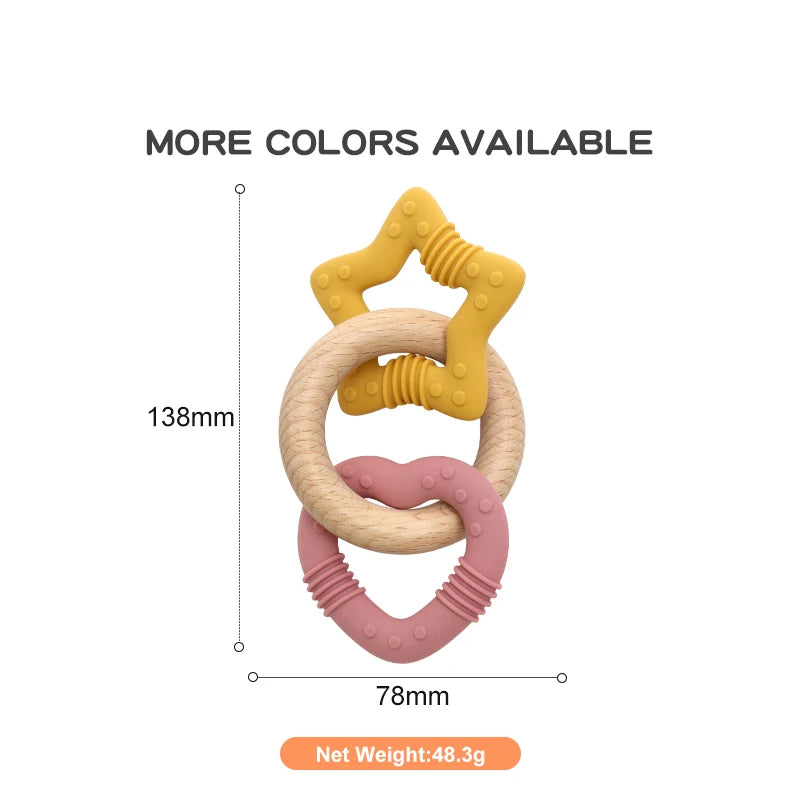 Silicone star and heart teether