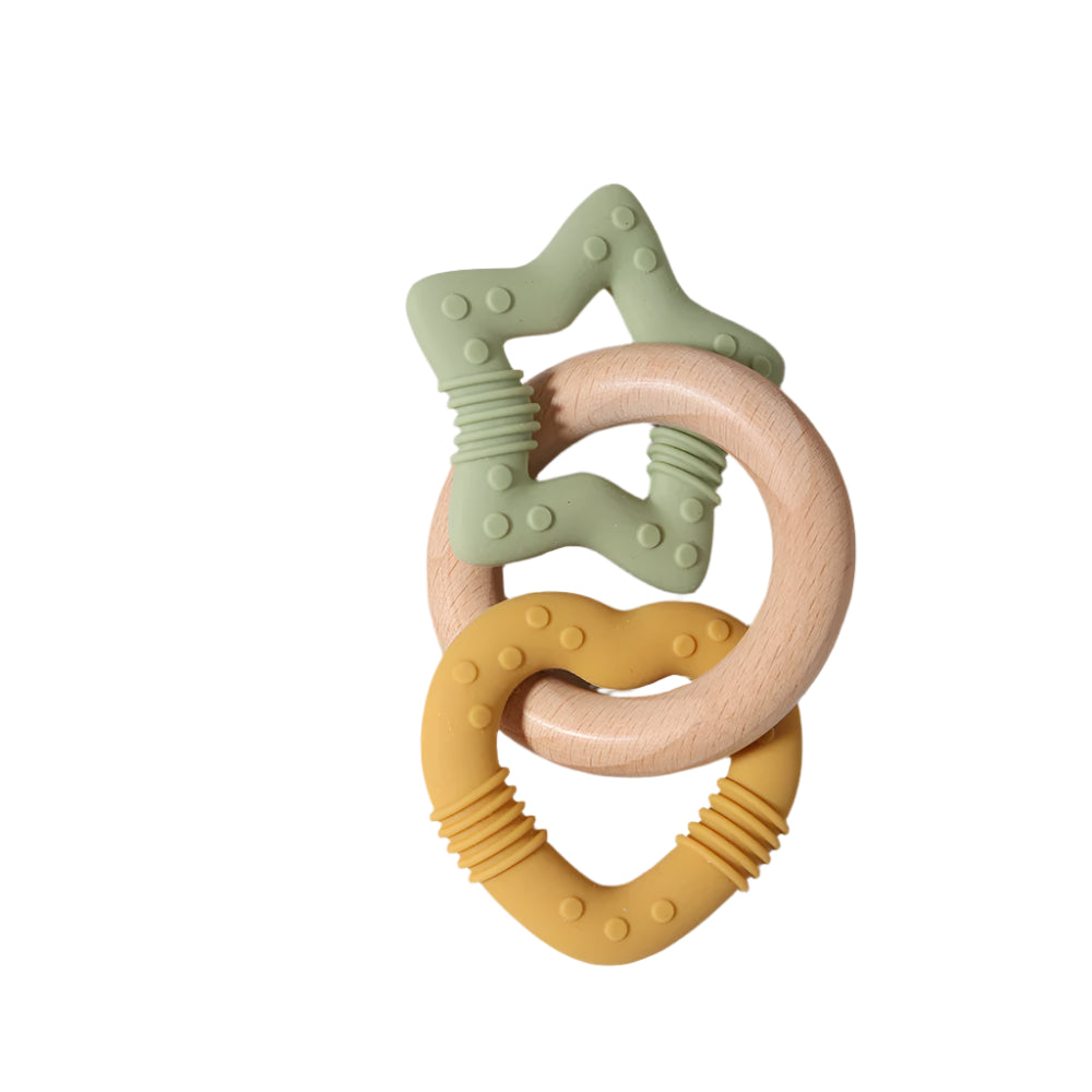 Silicone star and heart teether