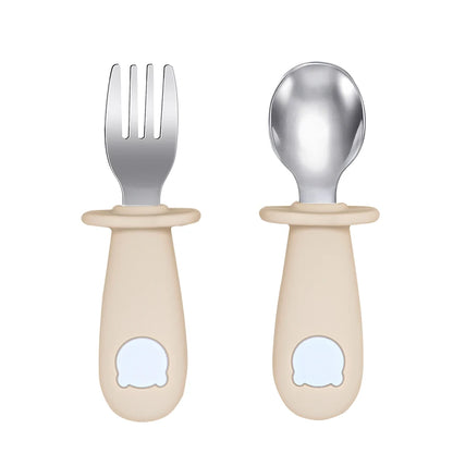 Silicone Handle Spoon & Fork Set