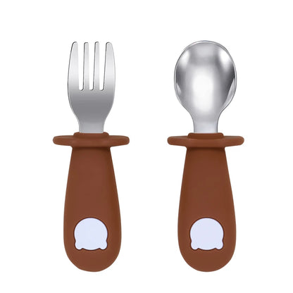Silicone Handle Spoon & Fork Set
