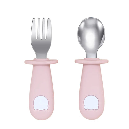 Silicone Handle Spoon & Fork Set