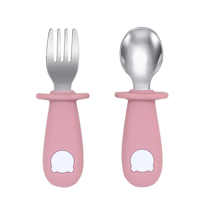Silicone Handle Spoon & Fork Set