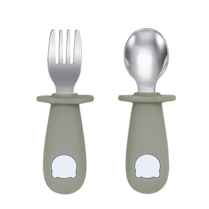Silicone Handle Spoon & Fork Set