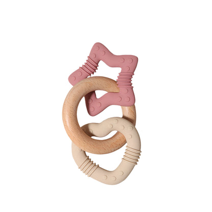 Silicone star and heart teether