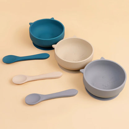 2pcs Silicone Baby Feeding Bowl Set