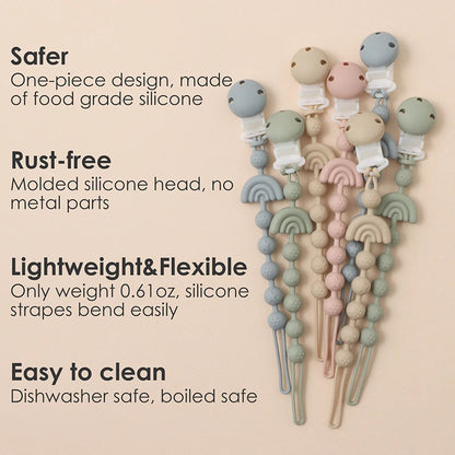 1pcs Rainbow Silicone Dummy Chain Clip