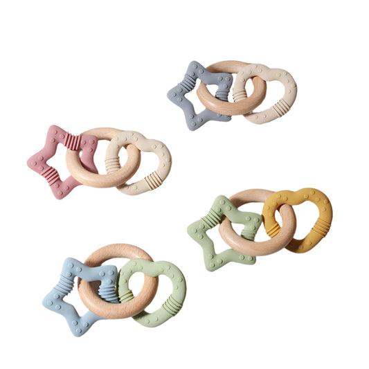 Silicone star and heart teether