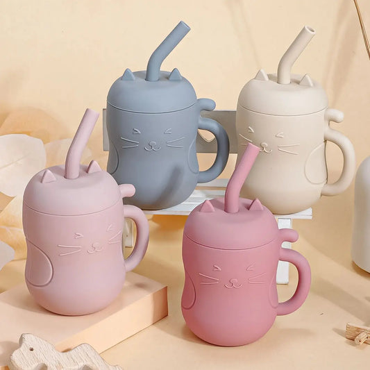 1pcs Baby Silicone Straw Cup