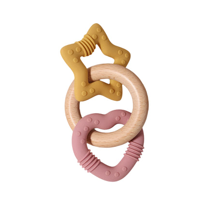 Silicone star and heart teether