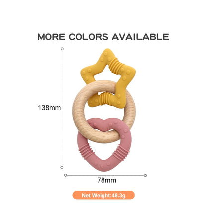 Silicone star and heart teether